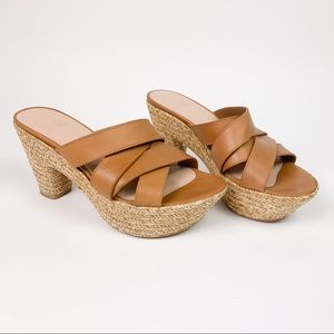 Stuart Weitzman Leather Espadrille Slide Clog 8M